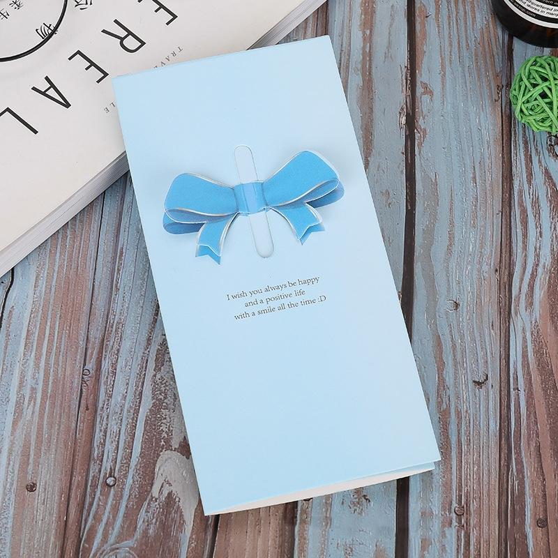 10 PCS A-330 Stereo Hollow Greeting Card(Blue Bow)