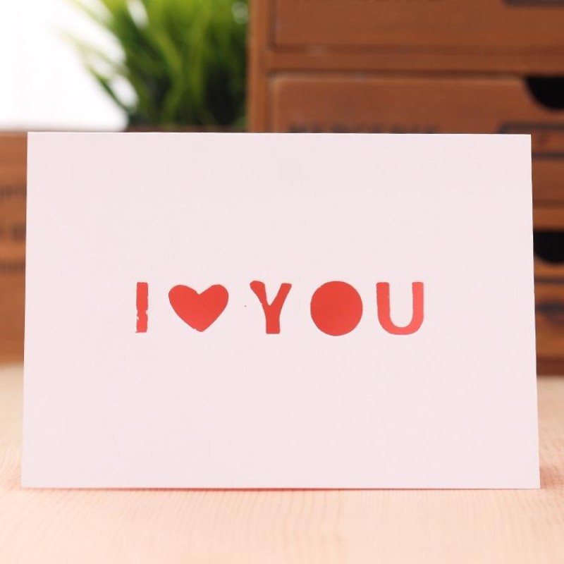 10 PCS A-035 Large Hollow Letters Holiday Greeting Card(I Love You)