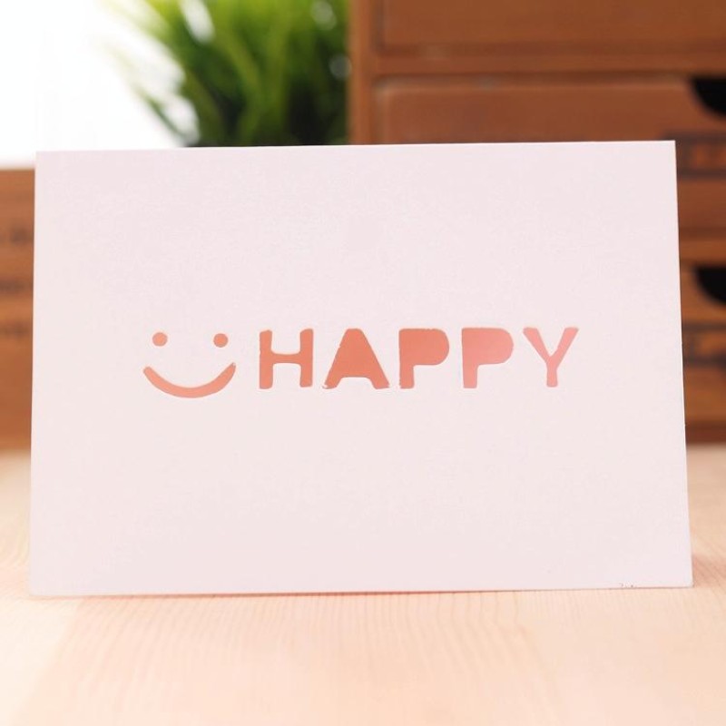 10 PCS A-035 Large Hollow Letters Holiday Greeting Card(Happy)