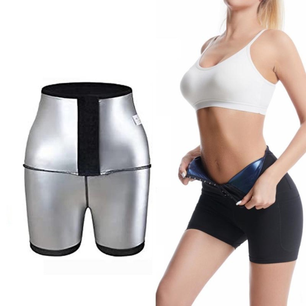 Women High Waist Breasted Hip Lifting Pants With Pocket, Color: Silver Painted 3-point, Size: L
