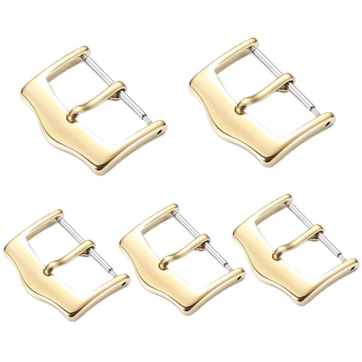 5pcs IP Plated Stainless Steel Pin Buckle Watch Accessories, Color: Gold 14mm