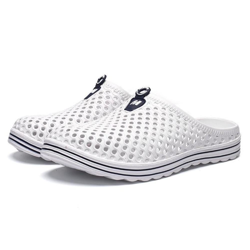 X902 Summer Beach Shoes Non-slip Flip Llops Couple Slippers Men Hole Shoes, Size: 41(White)