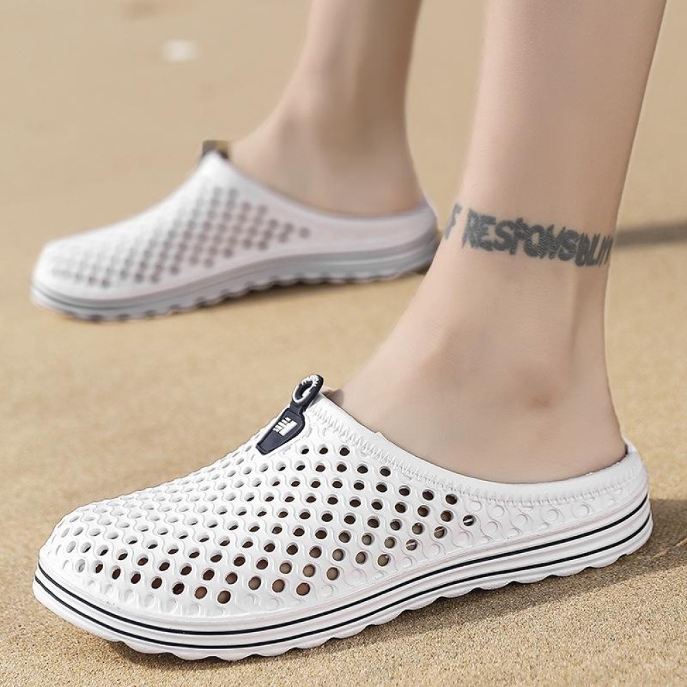 X902 Summer Beach Shoes Non-slip Flip Llops Couple Slippers Men Hole Shoes, Size: 41(White)