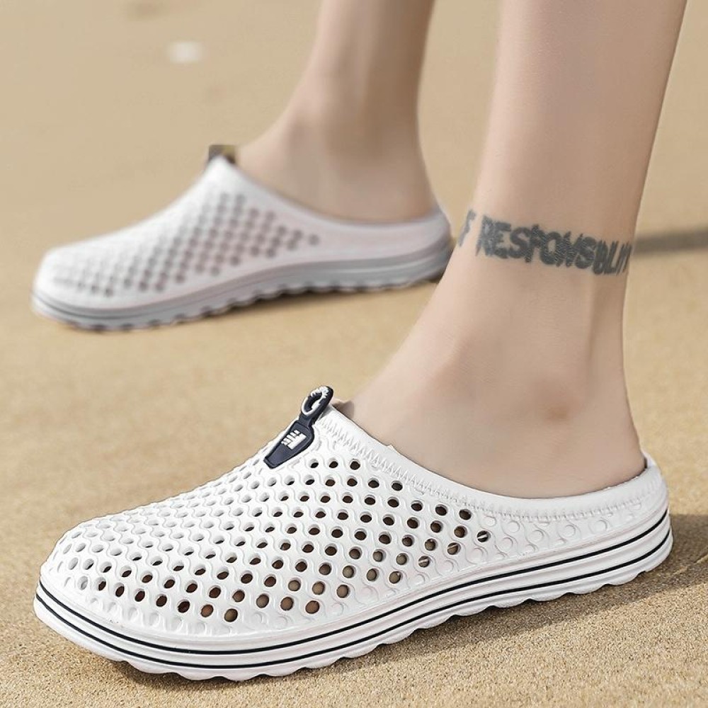 X902 Summer Beach Shoes Non-slip Flip Llops Couple Slippers Men Hole Shoes, Size: 43(White)