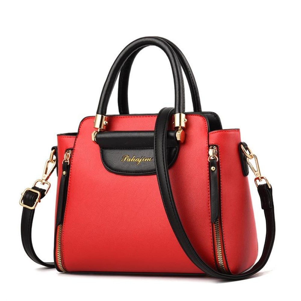 TFZ 572 PU Material Contrast Color Ladies Handbag(Red)