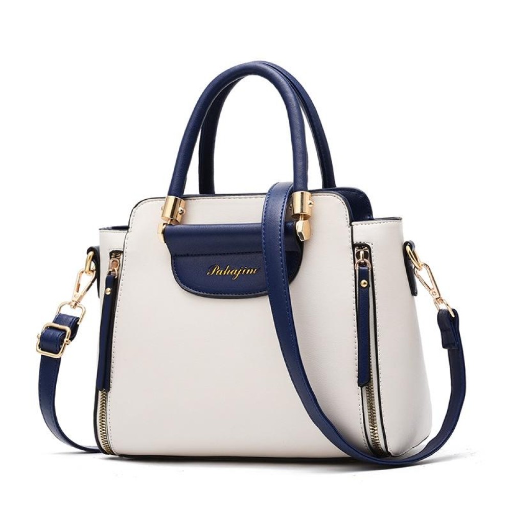 TFZ 572 PU Material Contrast Color Ladies Handbag(Blue White)