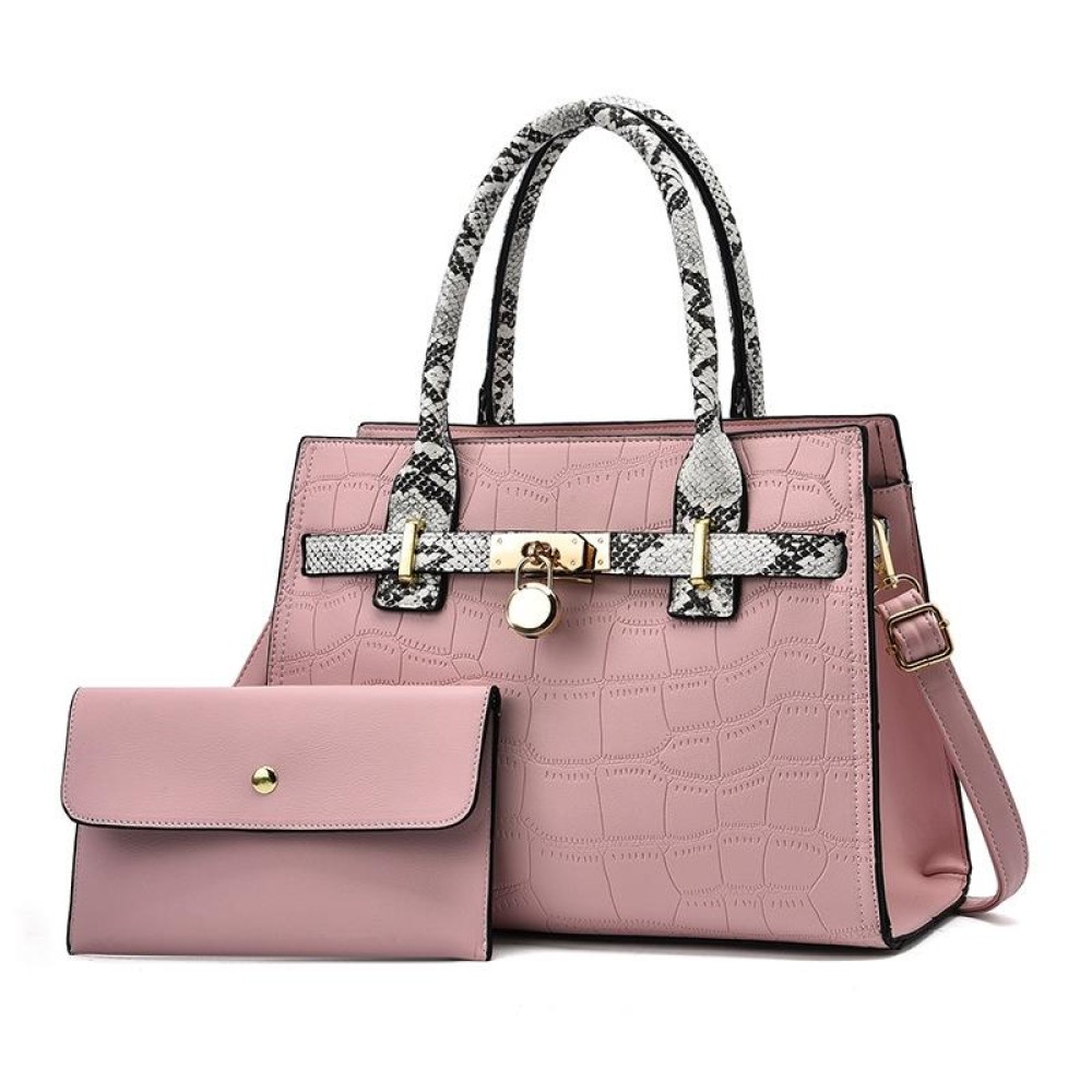 2613 2 In 1 Large Capacity Stone Pattern Bags(Pink)