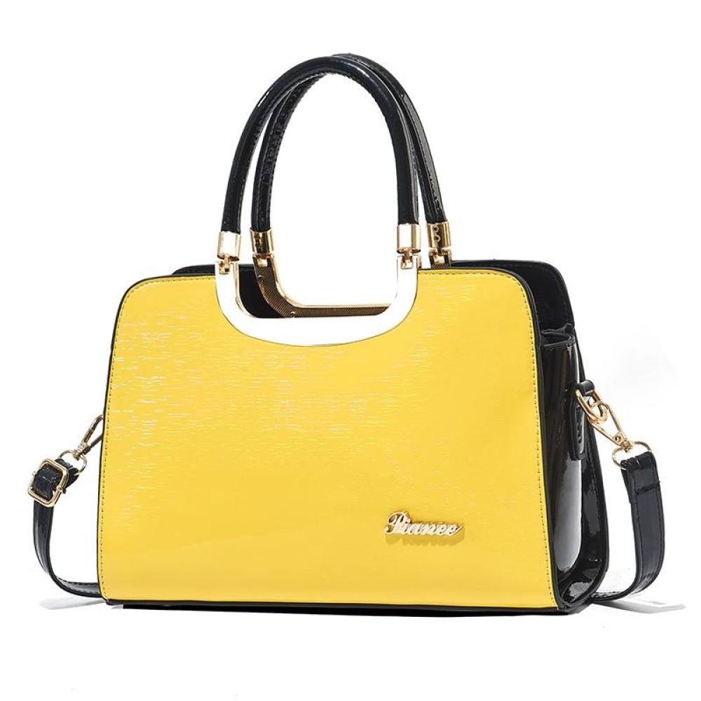 1666 Bright Leather Large Capacity Commuter Handbag(Brilliant Yellow)