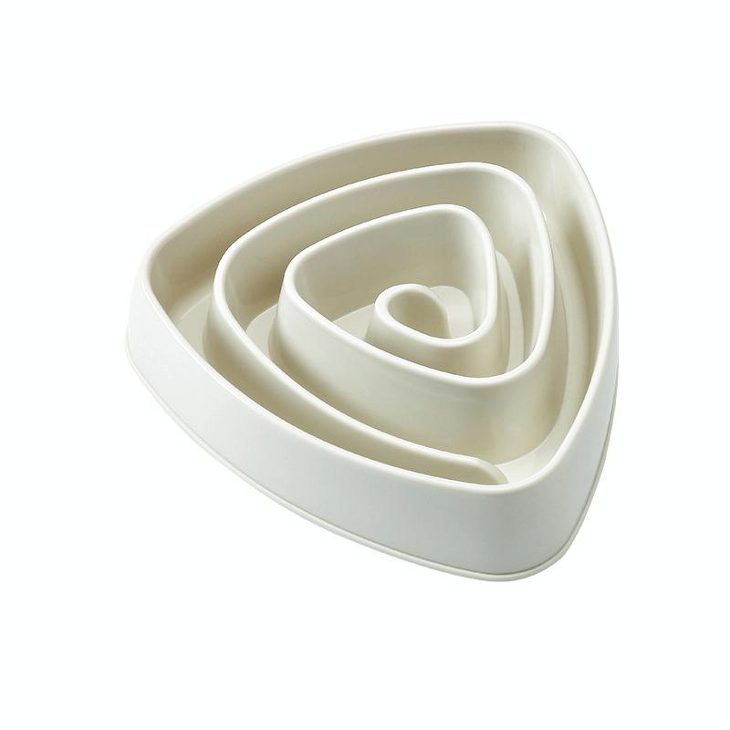 Pet Plastic Triangle Anti-Choke Bowl Non-slip Slow Food Dog Bowl(Small Beige)
