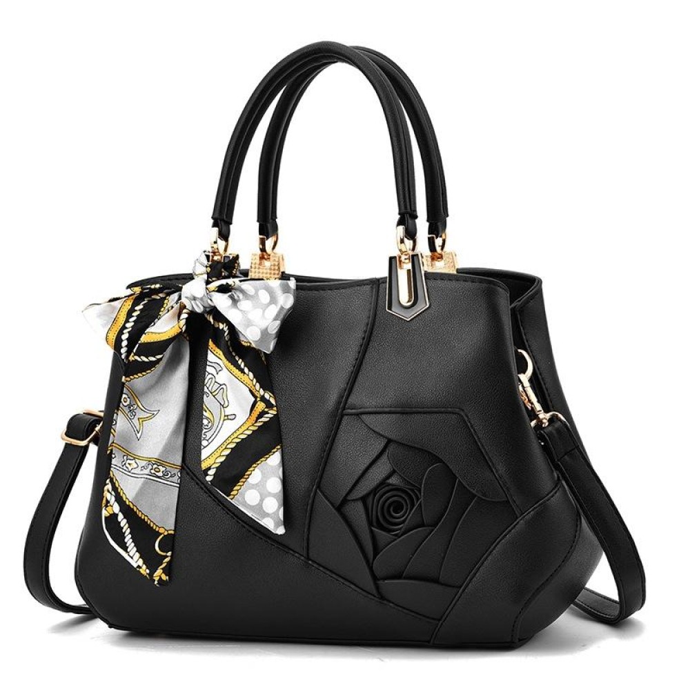 378 Three-dimensional Carved Ladies Handbag(Black)
