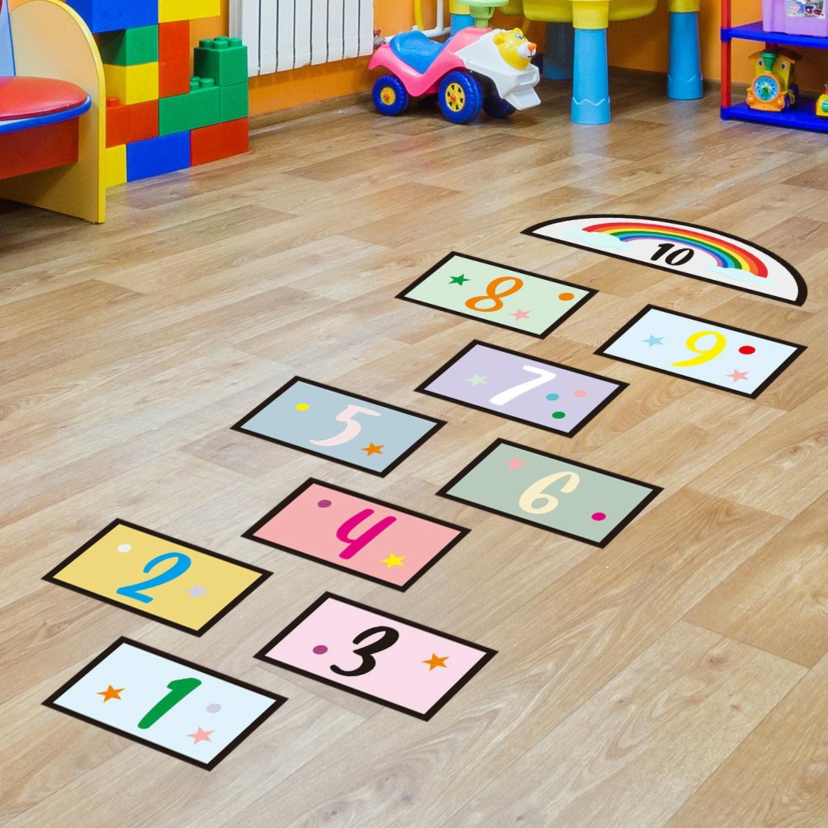 Digital Jumping Grid Game Floor Paste Preschool Ground Decoration For Children(zsz1443)