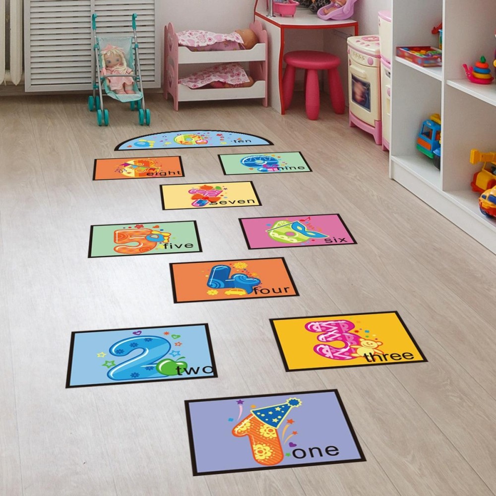 Digital Jumping Grid Game Floor Paste Preschool Ground Decoration For Children(zsz1345)