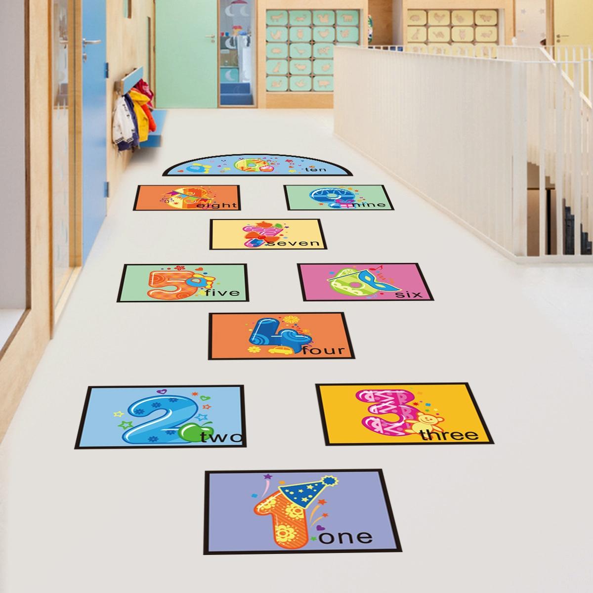 Digital Jumping Grid Game Floor Paste Preschool Ground Decoration For Children(zsz1345)
