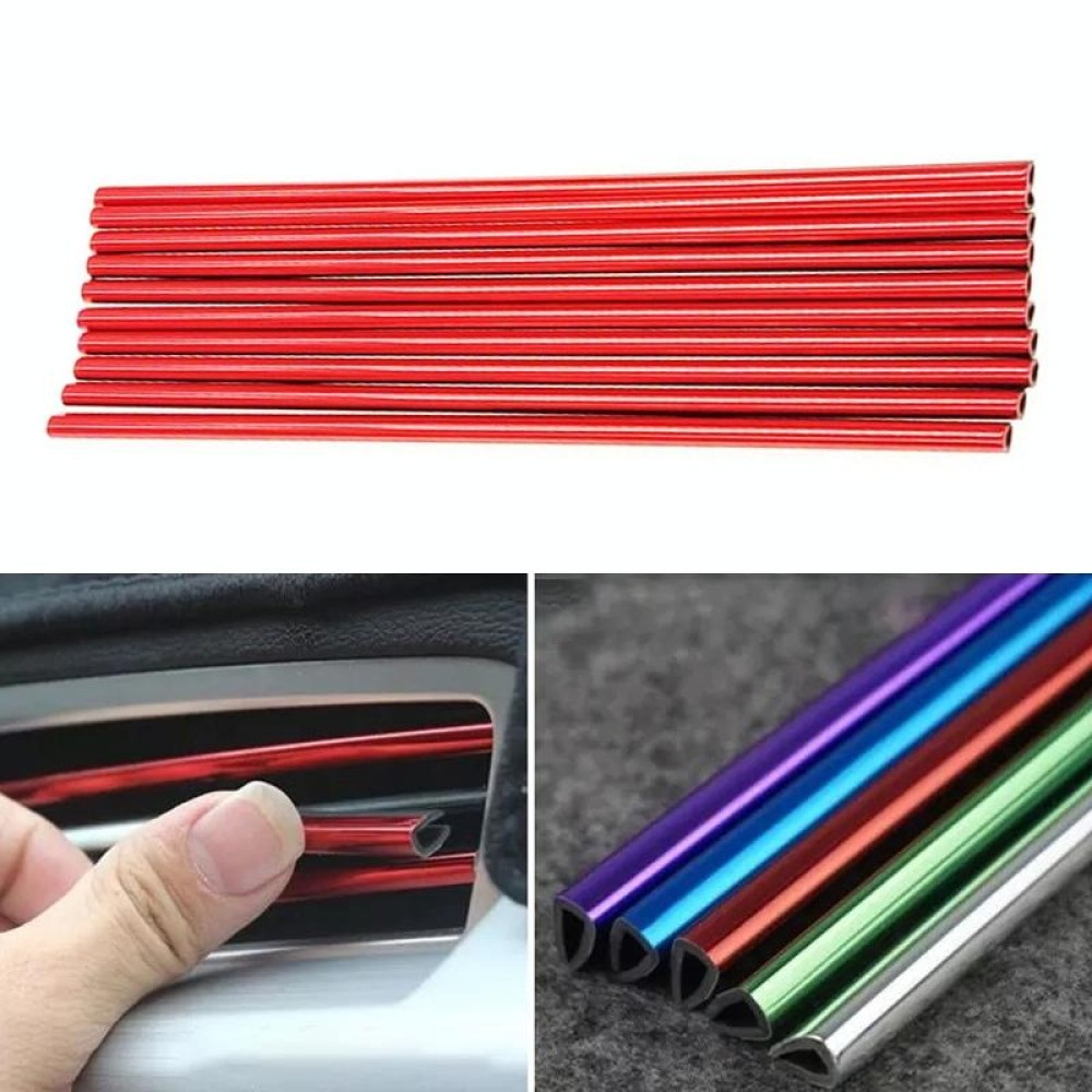 10pcs/pack Car Air Conditioner Vent U-Shaped Electroplating Decorative Strip(Plating Red)