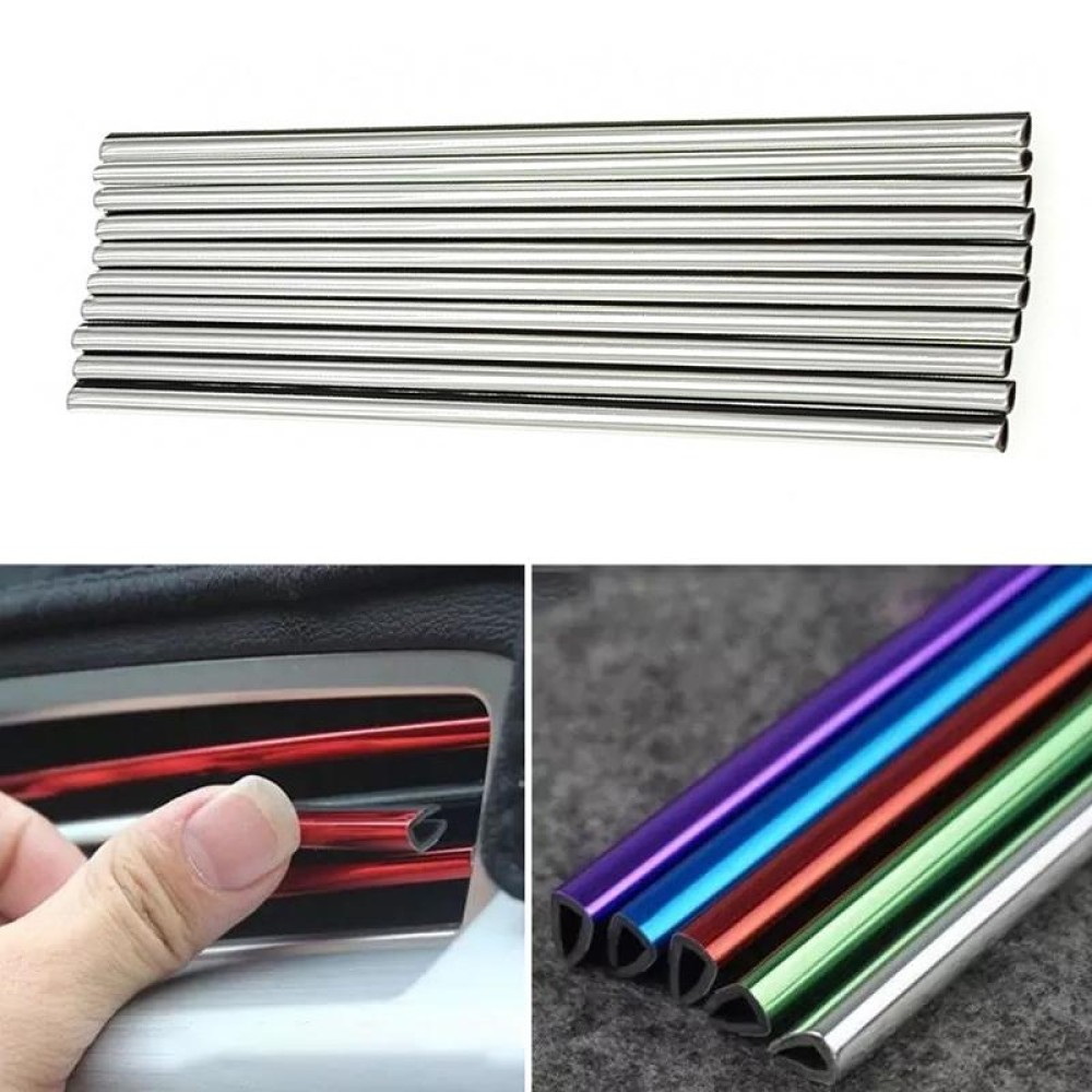 10pcs/pack Car Air Conditioner Vent U-Shaped Electroplating Decorative Strip(Laser Silver)