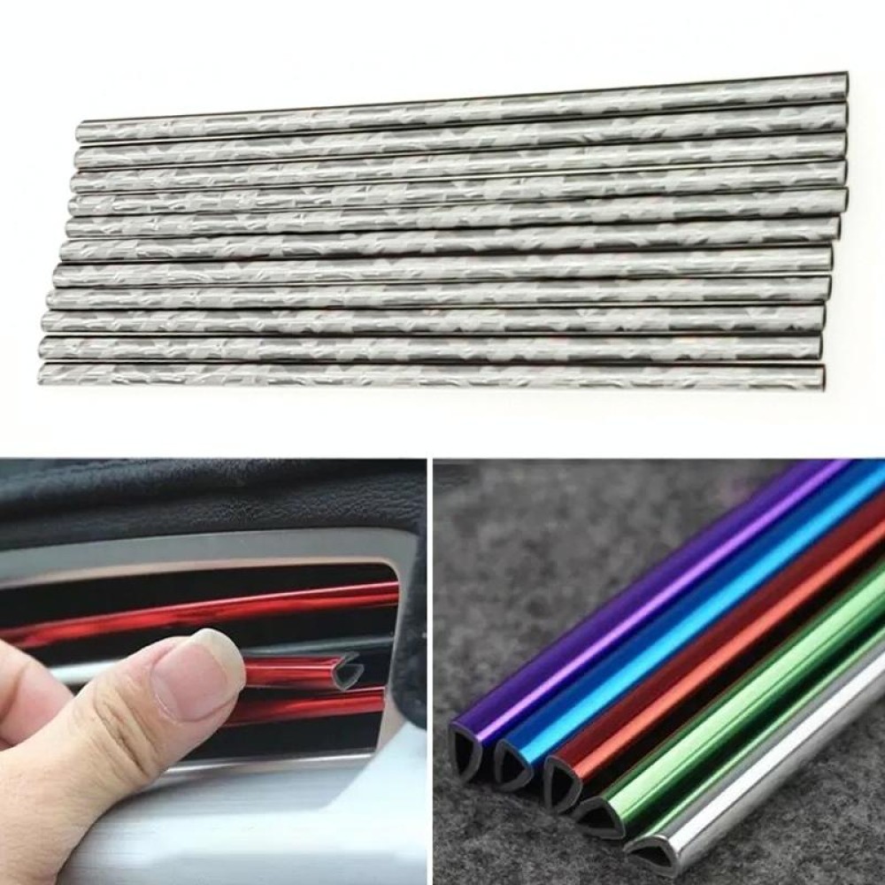 10pcs/pack Car Air Conditioner Vent U-Shaped Electroplating Decorative Strip(Green Ice Silver)