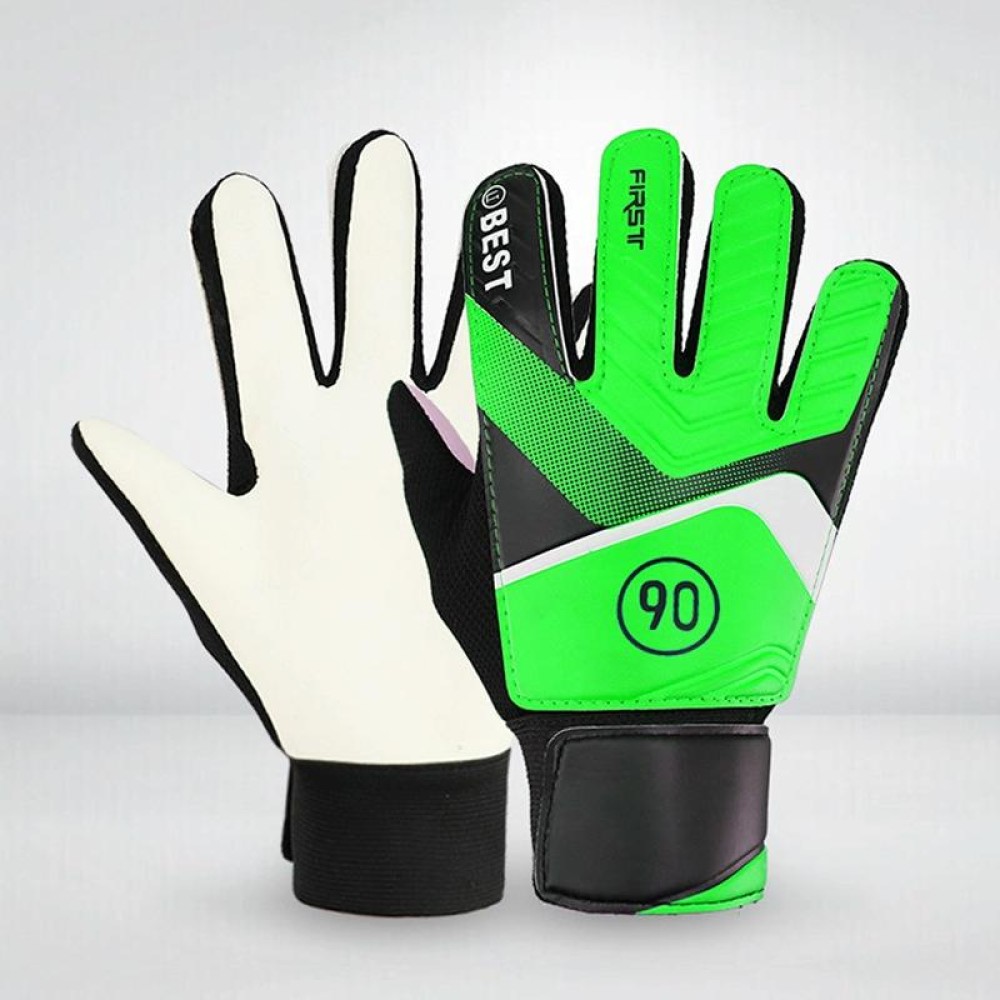 Children Football Goalkeeper Glove Latex Anti-Collision Goalkeeper Gloves, Size: 5(Green)