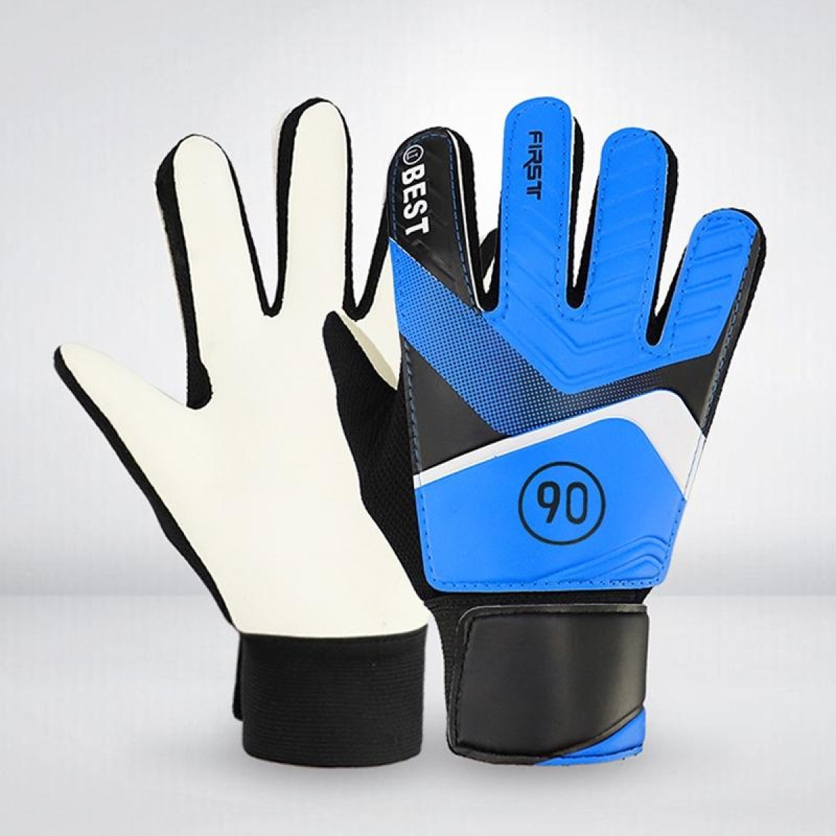 Children Football Goalkeeper Glove Latex Anti-Collision Goalkeeper Gloves, Size: 5(Blue)