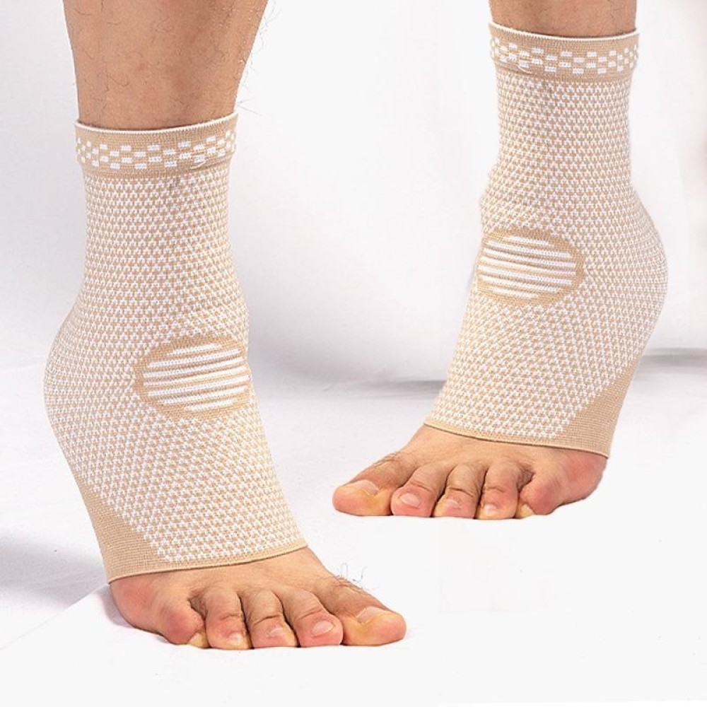 Nylon Knitted Ankle Pads Compression Support Anti-Sprain Cycling Protective Gear(White S)