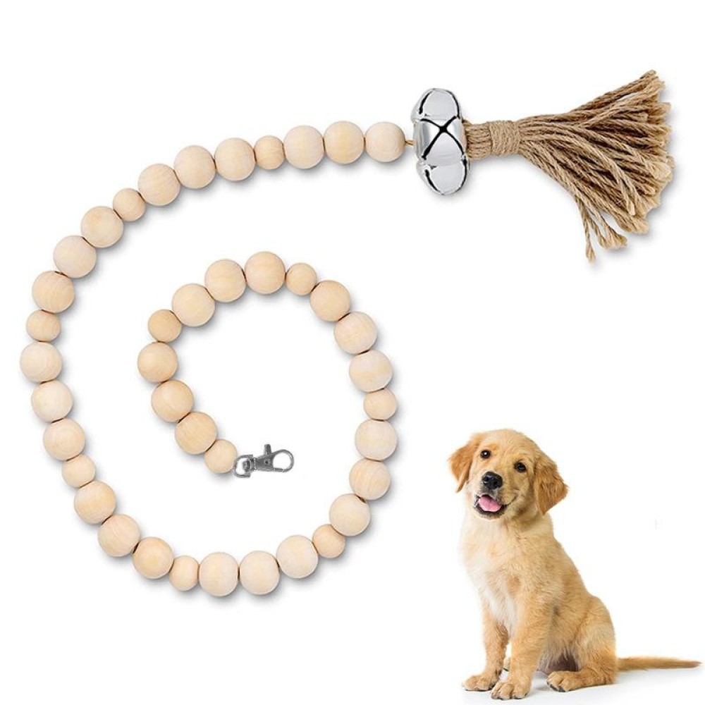 Dog Doorbell Dog Trainer Hanging Rope Funny Cat Toy,Style: Wooden Beads Silver