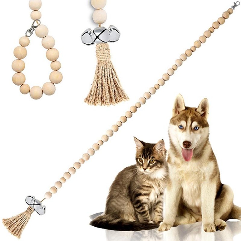 Dog Doorbell Dog Trainer Hanging Rope Funny Cat Toy,Style: Wooden Beads Silver