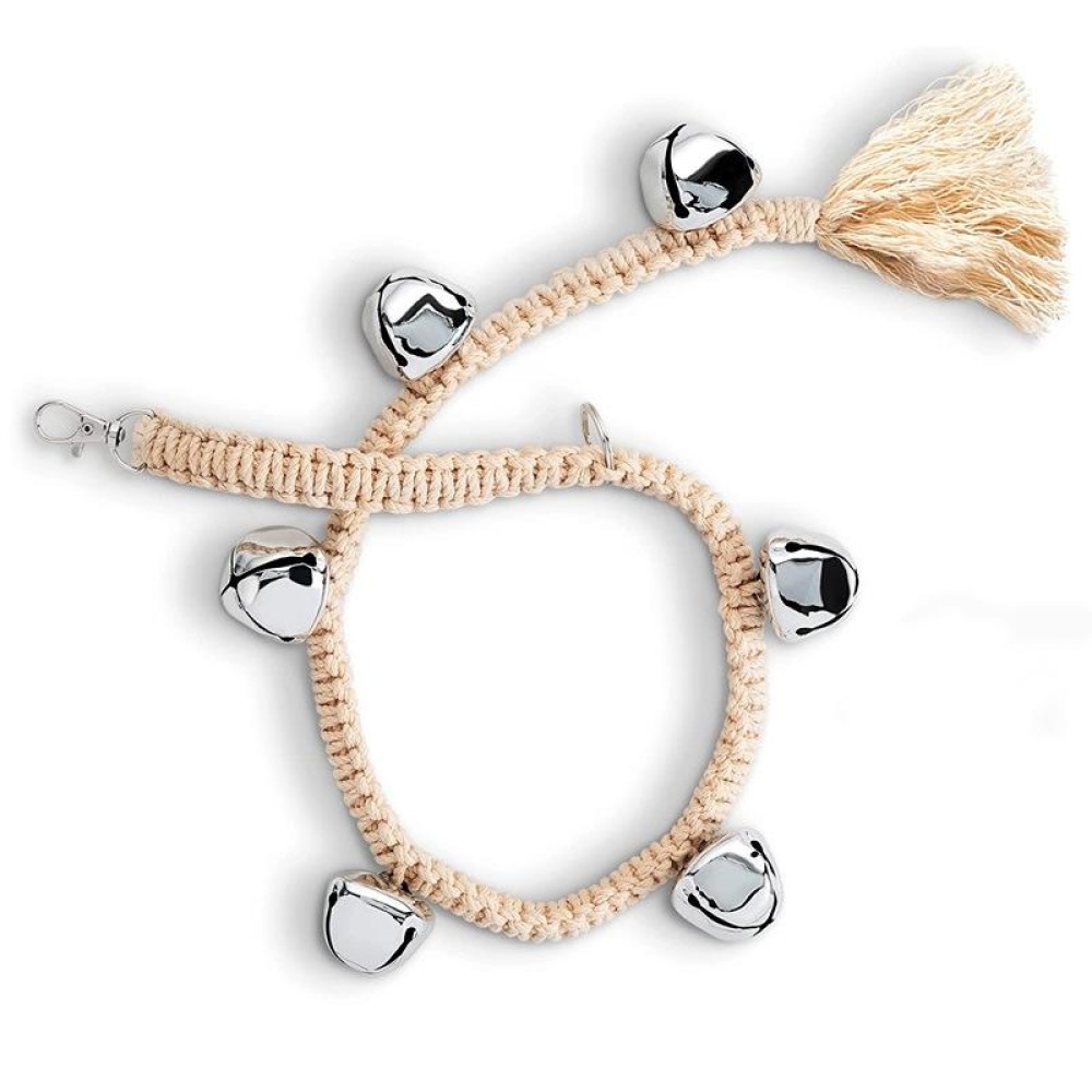 Dog Doorbell Dog Trainer Hanging Rope Funny Cat Toy,Style: Braided Cross Bell - Silver