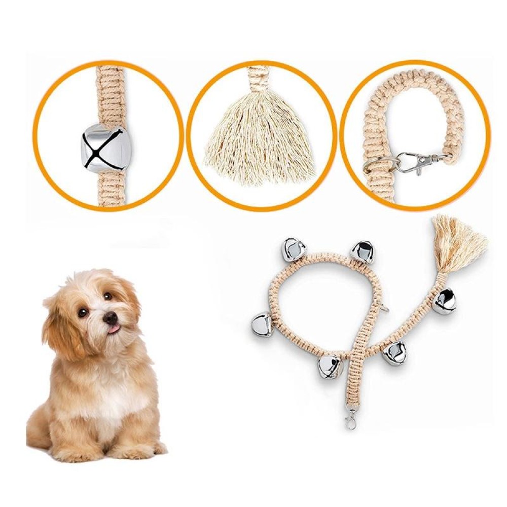 Dog Doorbell Dog Trainer Hanging Rope Funny Cat Toy,Style: Braided Cross Bell - Silver
