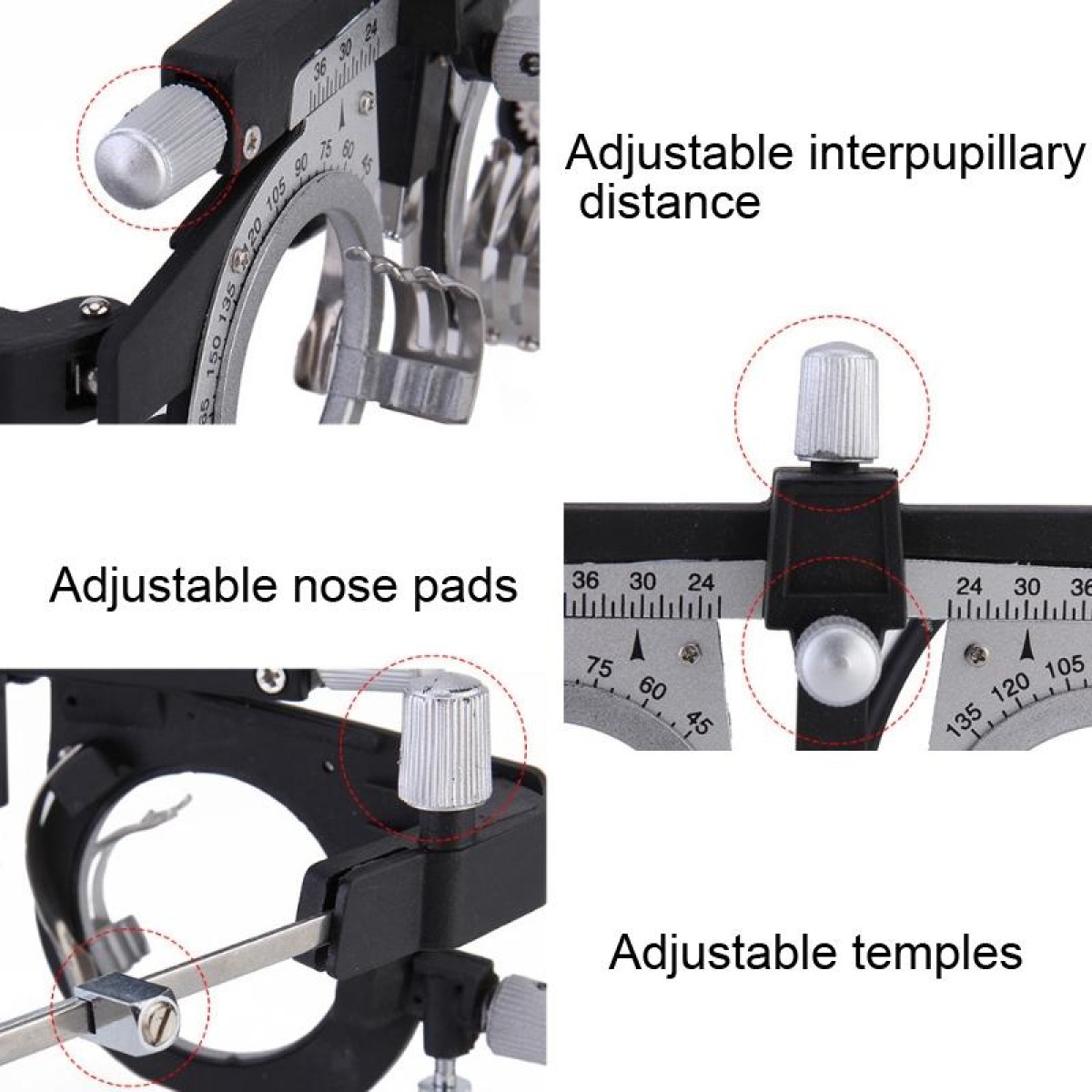 Metal Optical Glasses Test Frame Adjustable Interpupillary Distance Test Frame