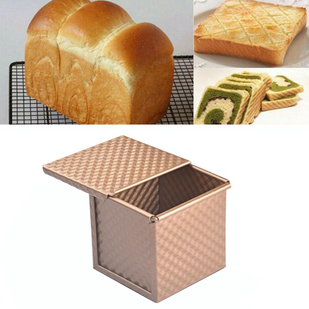 Square Toast Box Non-Stick Water Cube Toast Mold, Style: 8765 11.8x11x10.3cm Ripple Gold