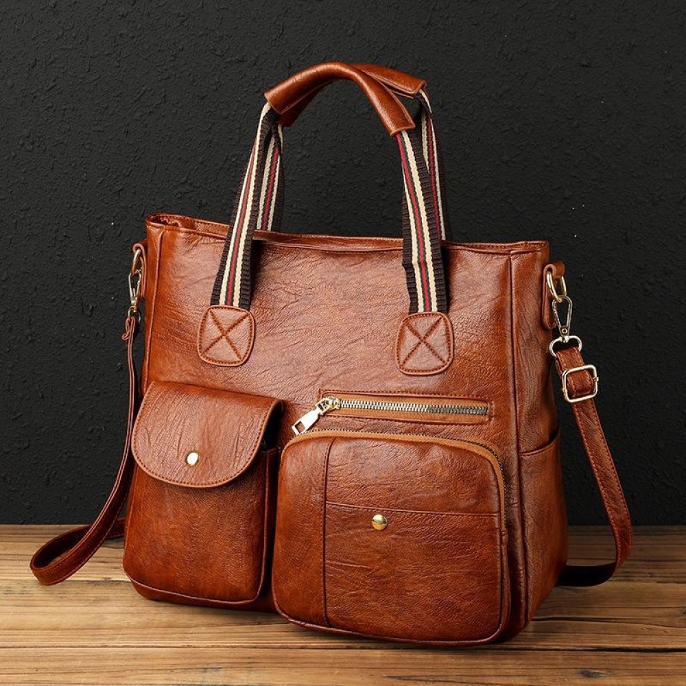 Large-capacity Messenger Bag Handbag Multi-pocket Shoulder Bag Middle-aged Mother Bag(Yellow)