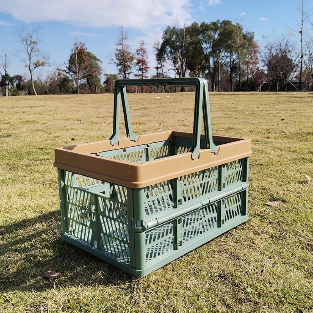 Foldable Picnic Basket Supermarket Shopping Basket,Size: 25x30.5x44cm(Green Coffee)