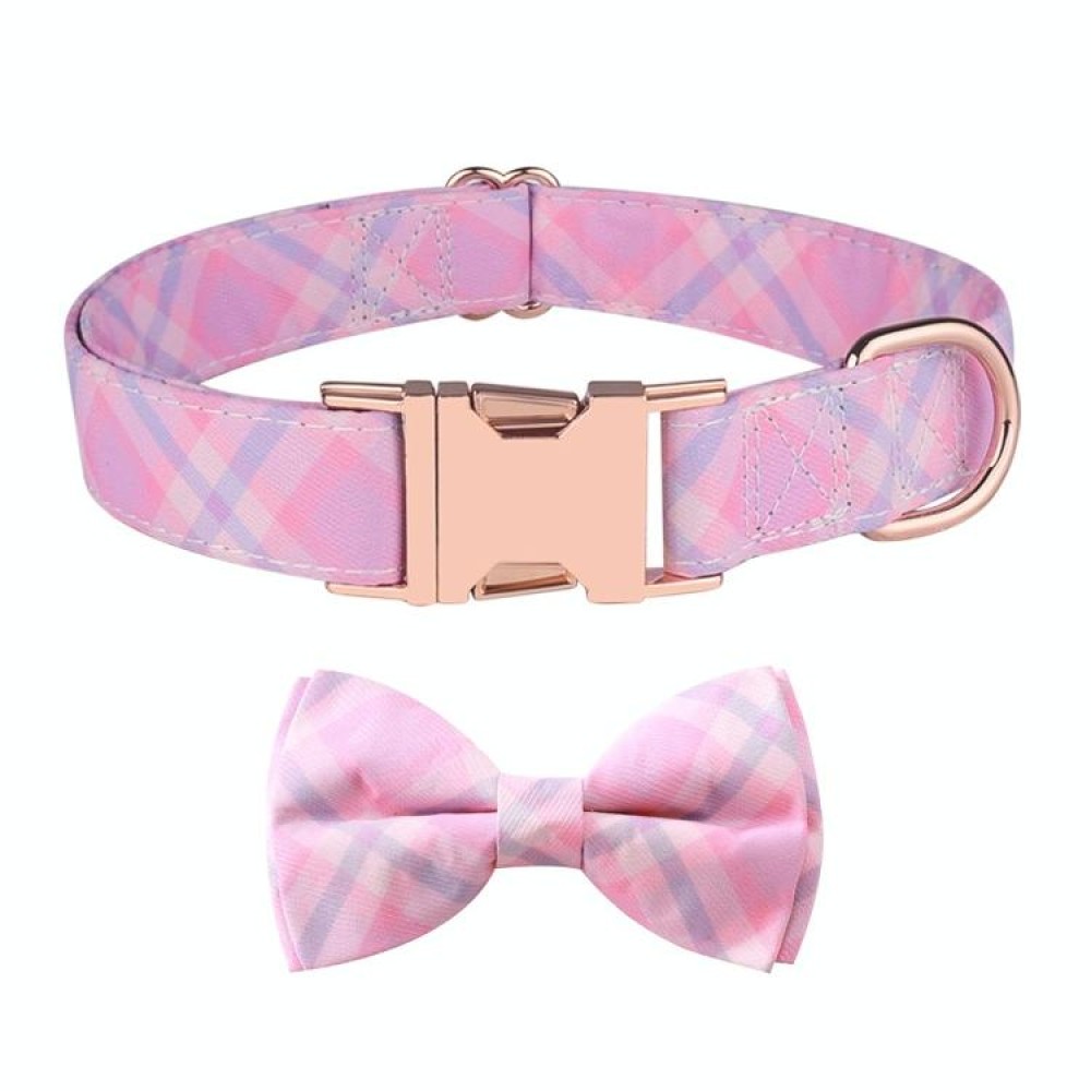 Rose Gold Buckle Pet Detachable Bow Collar, Size: M 2.0x33-50cm(Sweet Pink Girl)