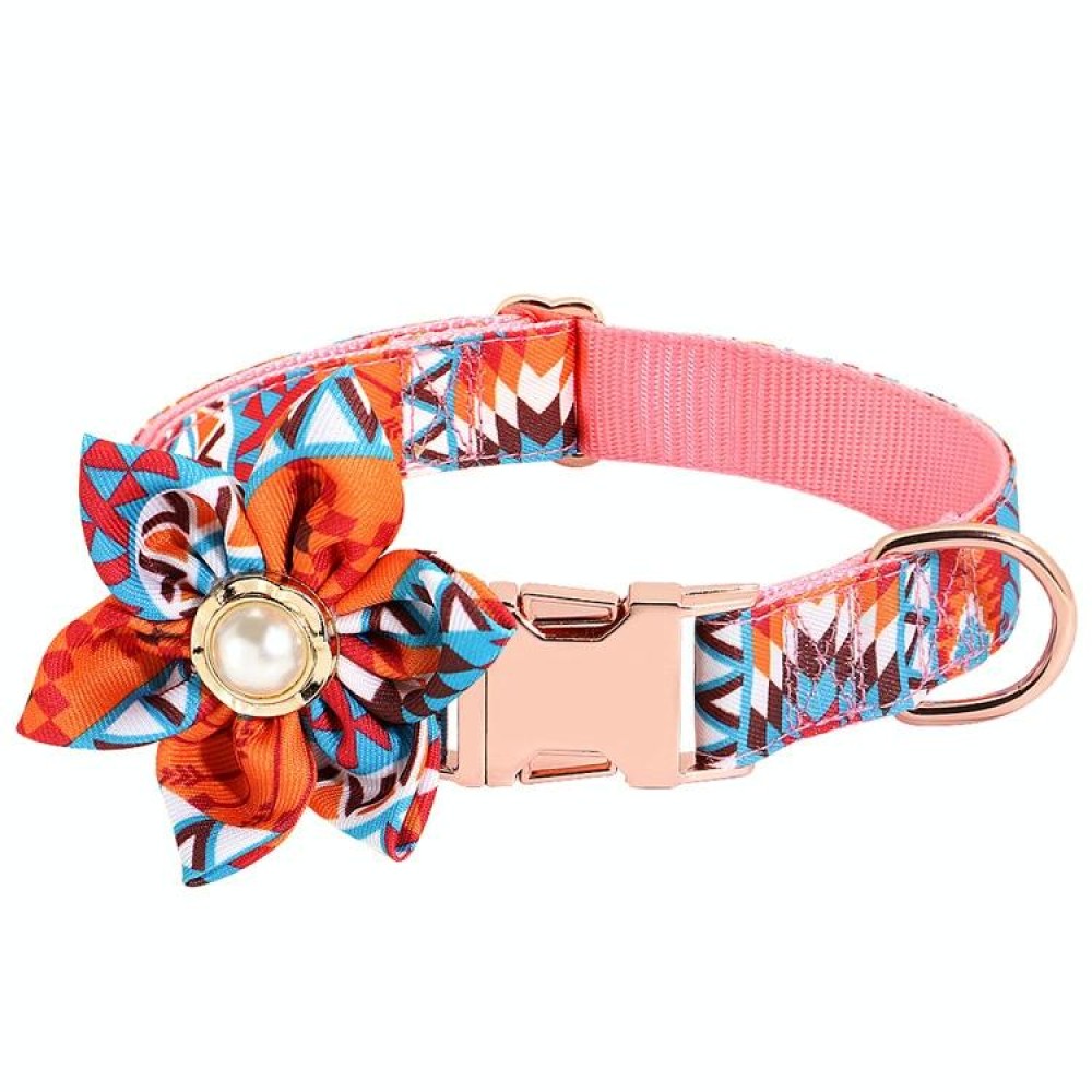 Pet Flower Adjustable Collar Metal Buckle Can be Engraved Dog Collar, Size: S 1.5x40cm(Orange)