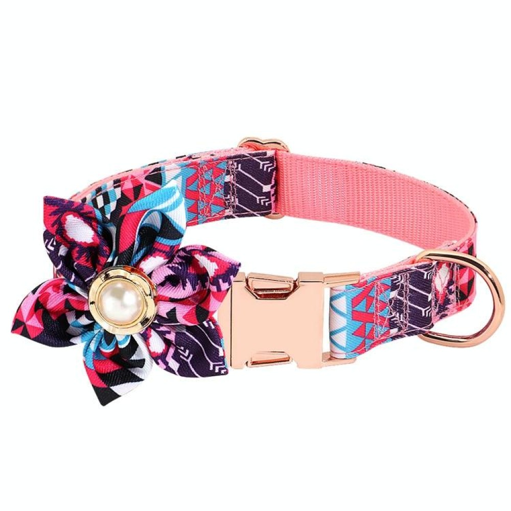 Pet Flower Adjustable Collar Metal Buckle Can be Engraved Dog Collar, Size: L 2.5x60cm(Purple)