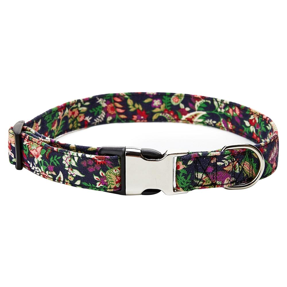 Ethnic Bohemian Floral Half Metal Buckle Dog Collar, Size: XL 2.5x70cm(Floral)