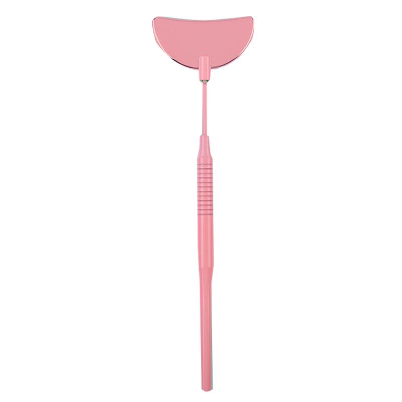 Stainless Steel Rotating Extension Eyelash Inspection Mirror, Style: Crescent (Pink)