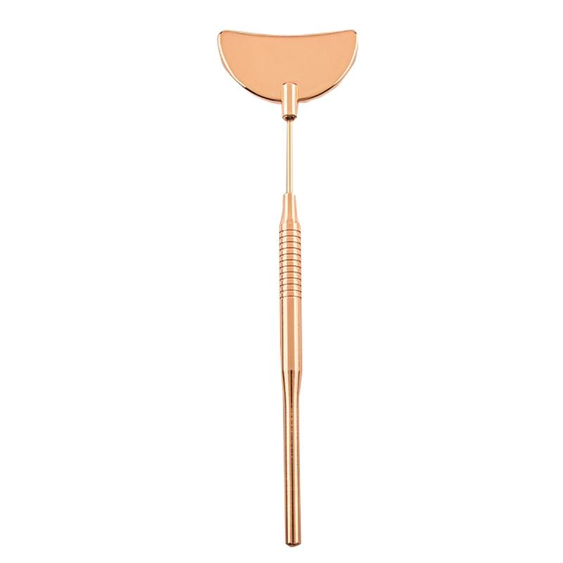 Stainless Steel Rotating Extension Eyelash Inspection Mirror, Style: Crescent (Rose Gold)