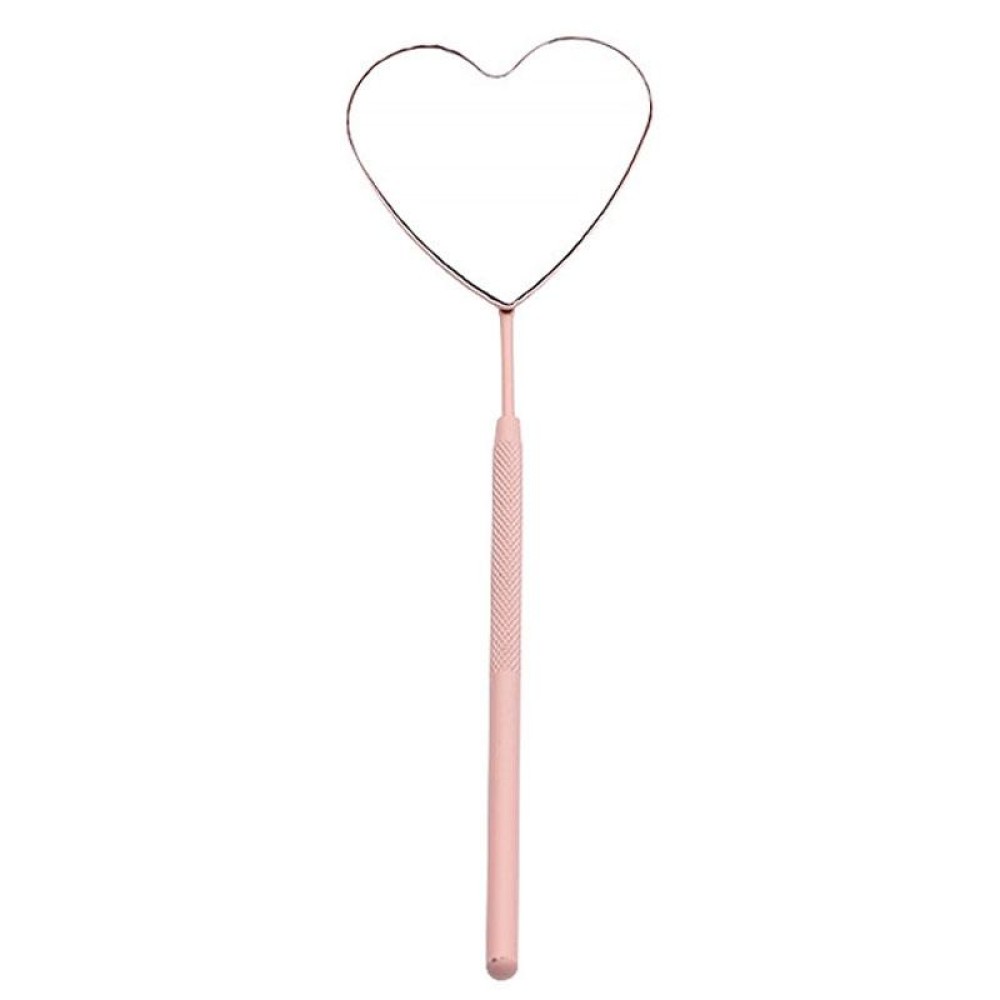 Stainless Steel Heart Shaped Grafting Eyelashes Inspection Mirror Beauty Tool(Girl Pink)