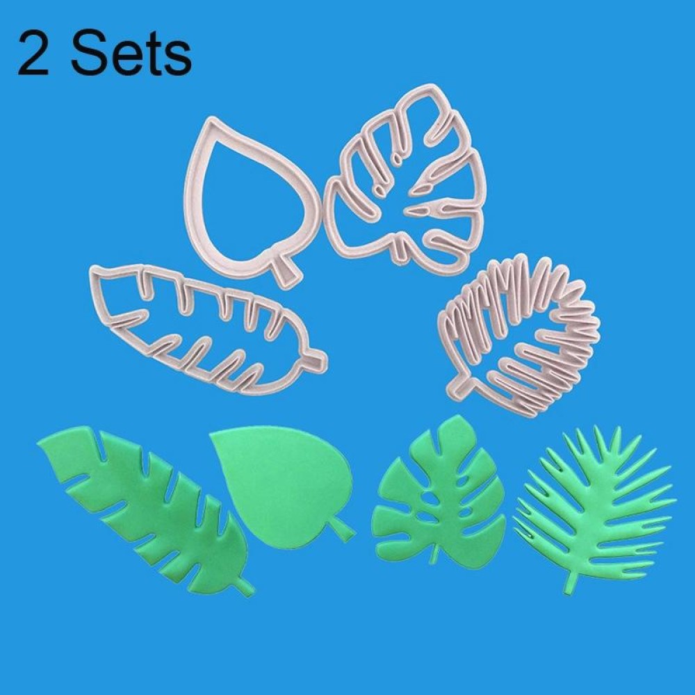 2 Sets 4 In 1 Tropical Leaf Fondant Cake Mold Cookie Mold