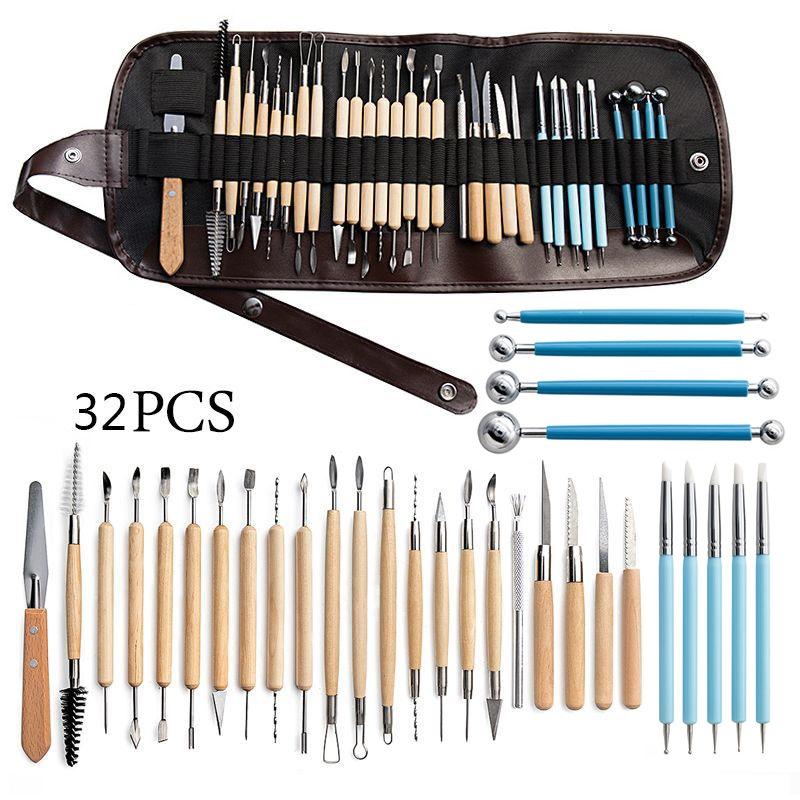 32 In 1 Pottery Tool Set Pottery Clay Stone Carving Knife DIY Clay Combination Tool