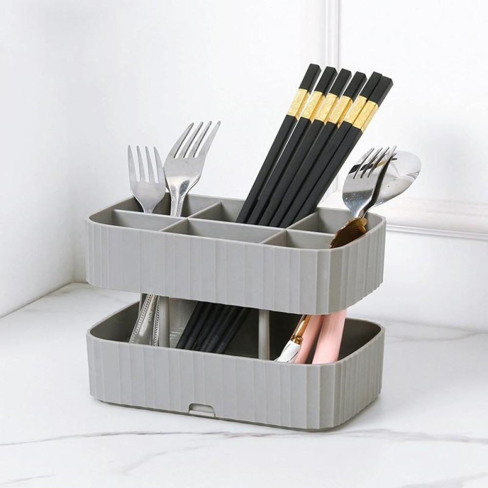 Kitchen Spoon Knife Rack Draining Chopsticks Cage Multifunctional Storage Box(Grey)