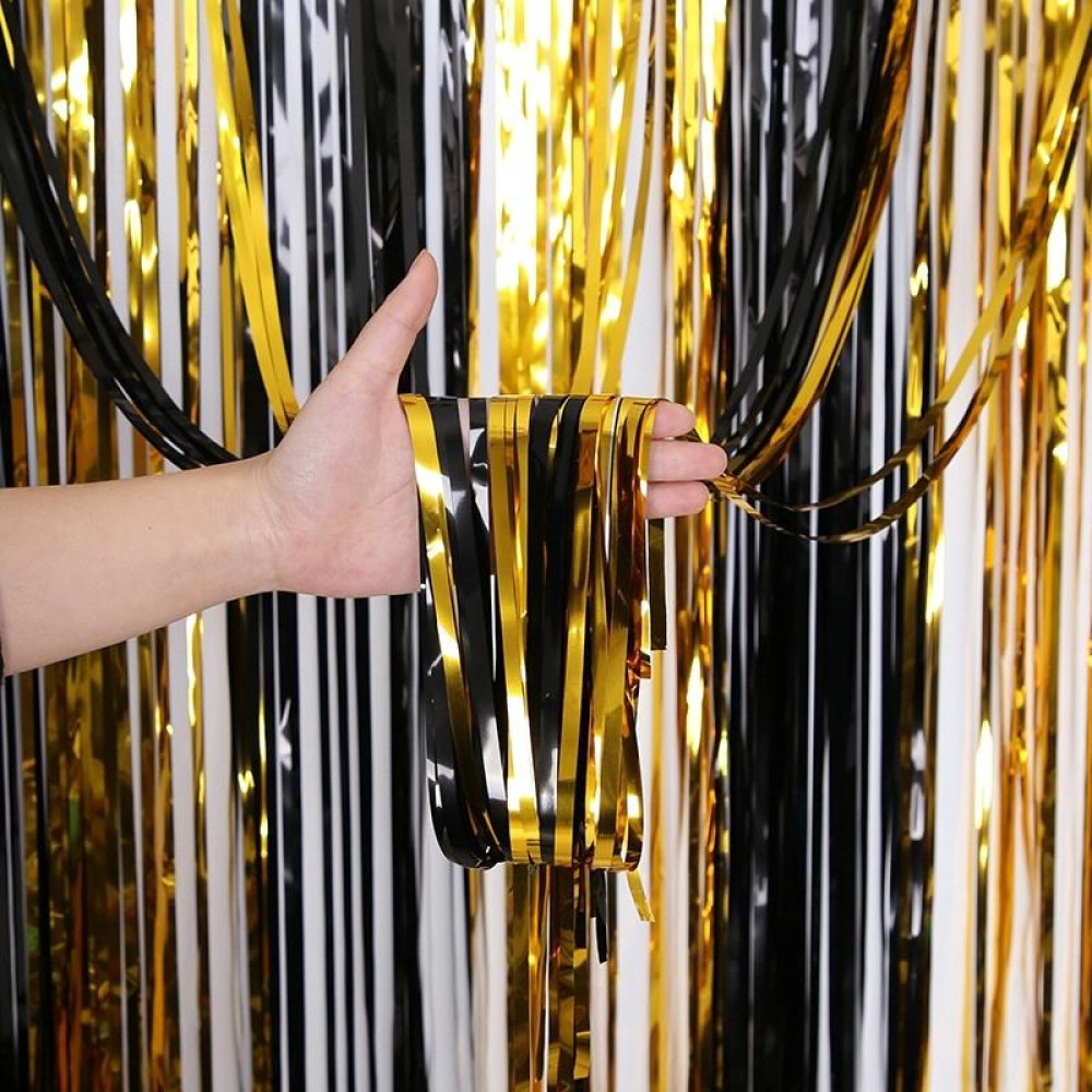 Black And Gold Rain Curtain Festival Party Decoration Props, Size: 1x1M