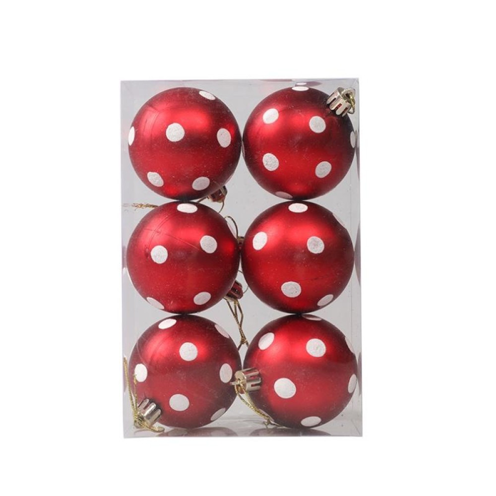 6pcs/pack 6cm Painted Christmas Ball Decoration Props(Red White Dot)