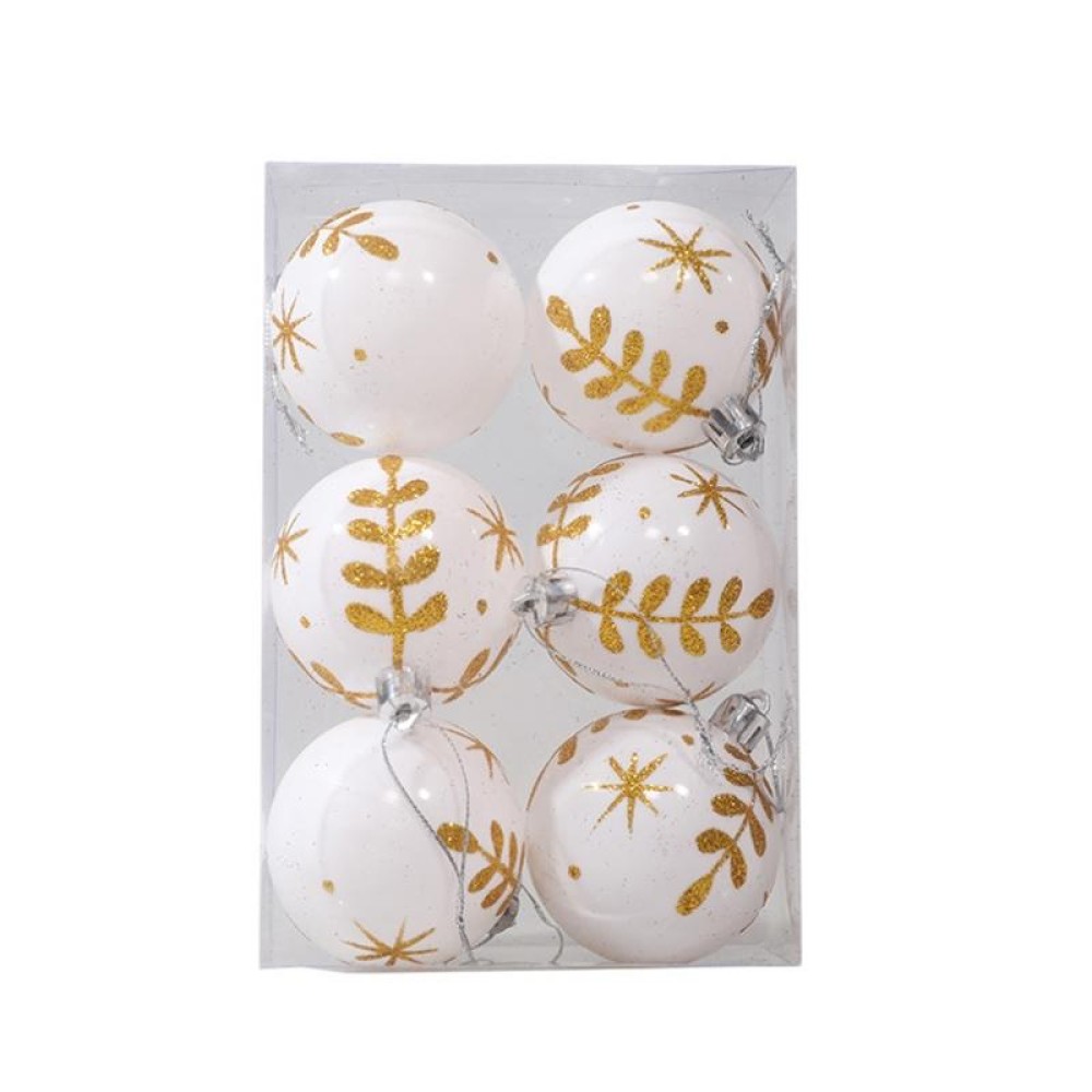 6pcs/pack 6cm Painted Christmas Ball Decoration Props(White Golden Branches)