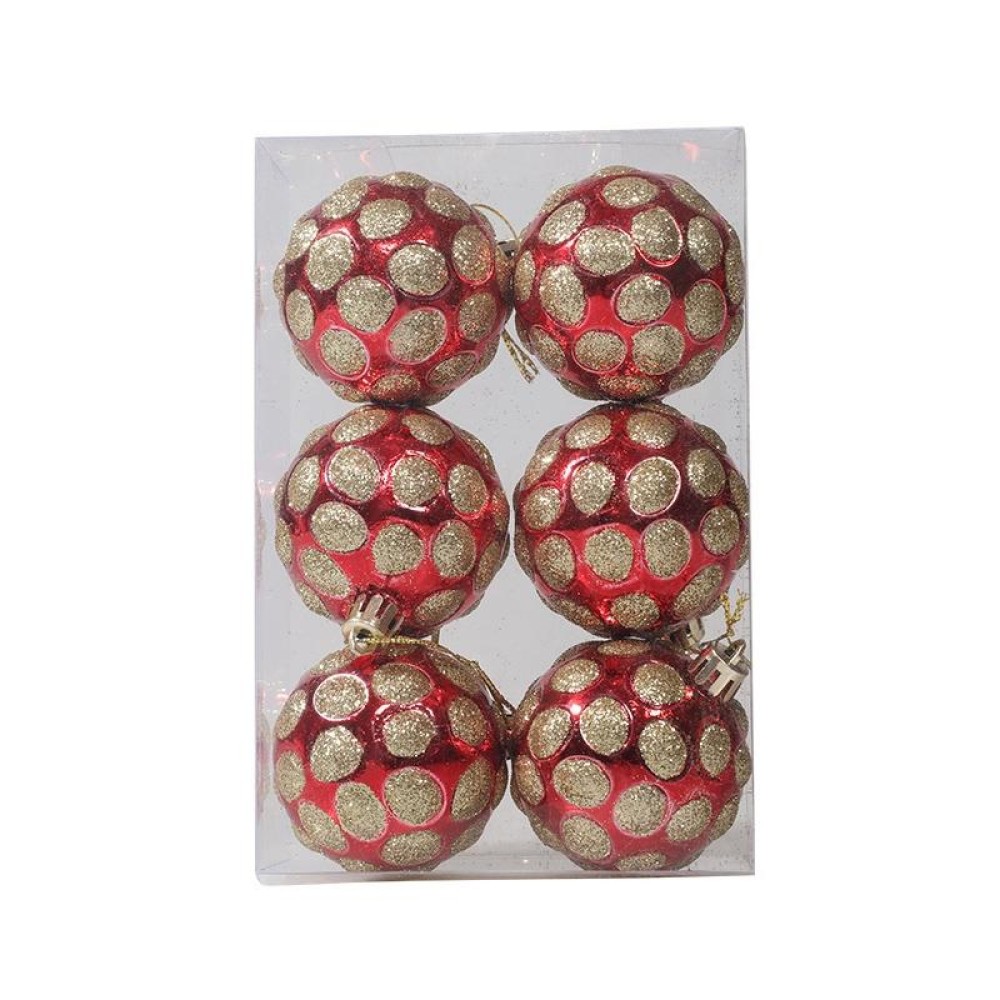 6pcs/pack 6cm Painted Christmas Ball Decoration Props(Red Golden Honeycomb)