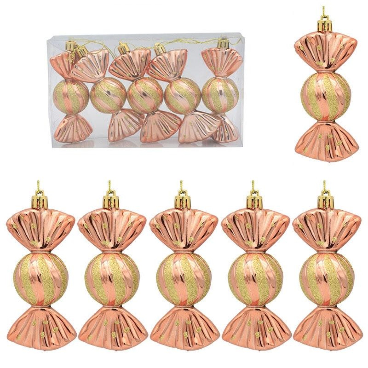5PCS/Box Christmas Decoration Electroplating Candy Props Gift Box Props(Rose Gold)