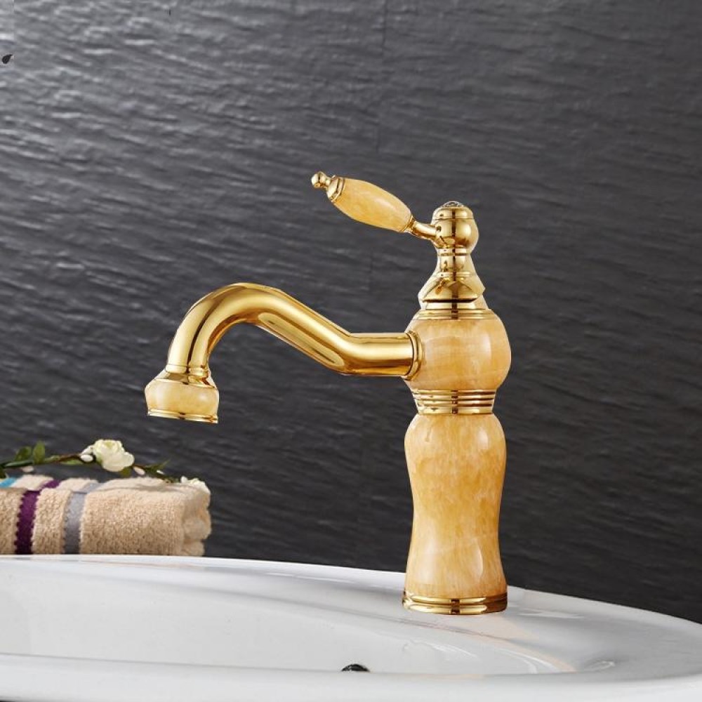 Gold-plated Copper 360-degree Rotating Basin Hot and Cold Water Faucet, Color: Topaz Zirconium Gold
