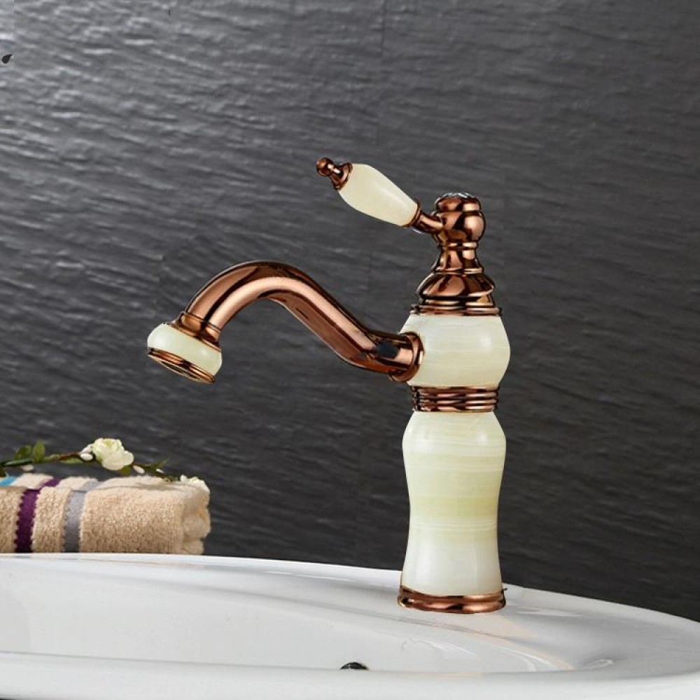 Gold-plated Copper 360-degree Rotating Basin Hot and Cold Water Faucet, Color: Sapphire Zirconium Rose Gold
