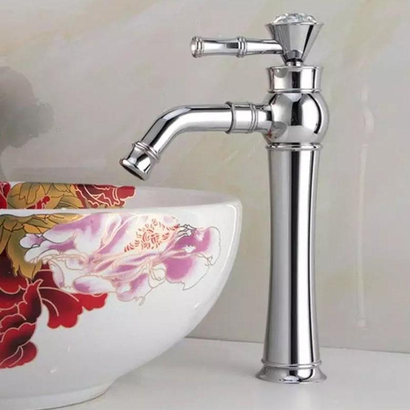 All Bronze Bathroom Basin Hot And Cold Water Faucet, Style: Electroplated High Model+Water Inlet Pipe