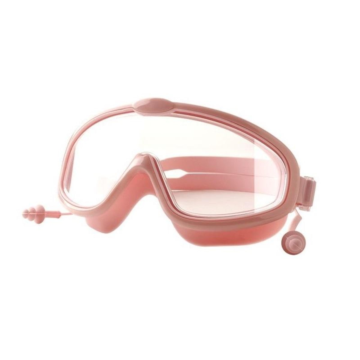 Children Anti-fog Large Frame Swimming Goggles With Conjoined Earplugs(Pink)